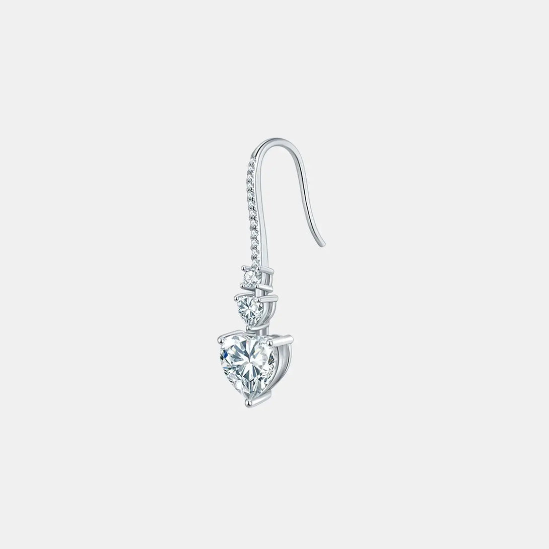 Lovcia 5.44 Carat 925 Sterling Silver Moissanite Heart Drop Earrings-Earrings-Silver-One Size-Silver