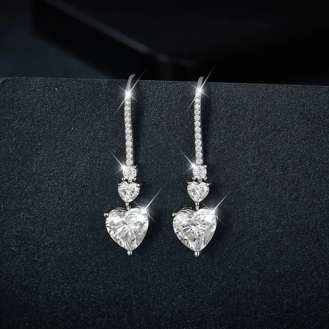 Lovcia 5.44 Carat 925 Sterling Silver Moissanite Heart Drop Earrings-Earrings-Silver-One Size-Silver