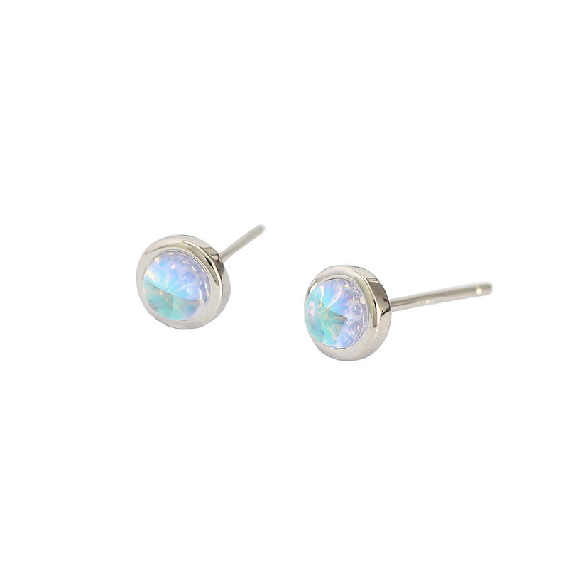 Lovcia 5.5mm Agate Moonstone Turquoise Stud Earrings-Earrings-Turquoise-