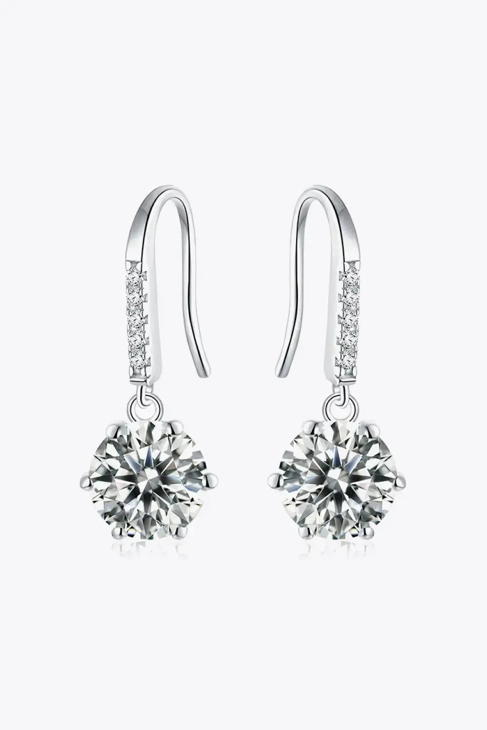 Lovcia 6-Prong Moissanite Drop Earrings-Earrings-Silver-One Size-Silver