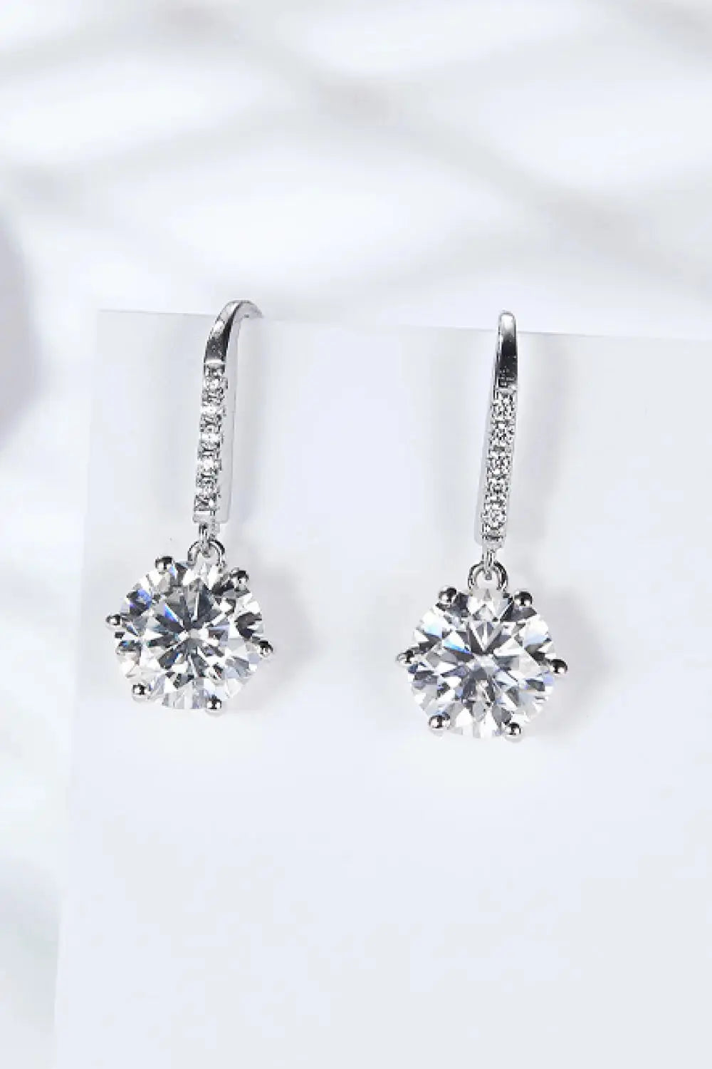 Lovcia 6-Prong Moissanite Drop Earrings-Earrings-Silver-One Size-Silver