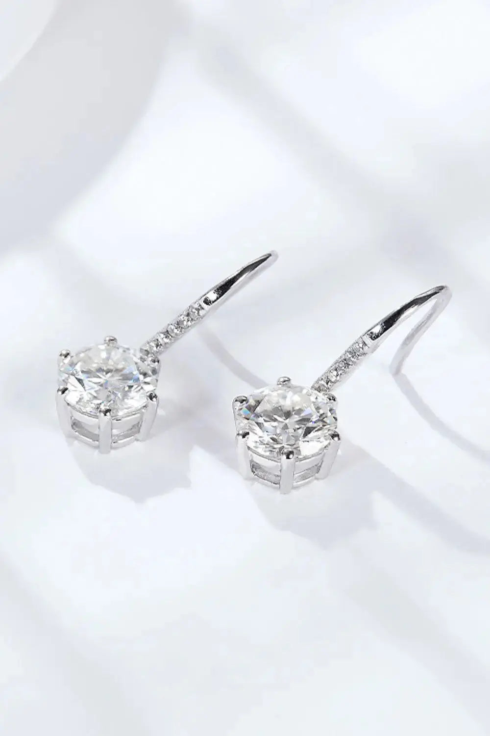 Lovcia 6-Prong Moissanite Drop Earrings-Earrings-Silver-One Size-Silver