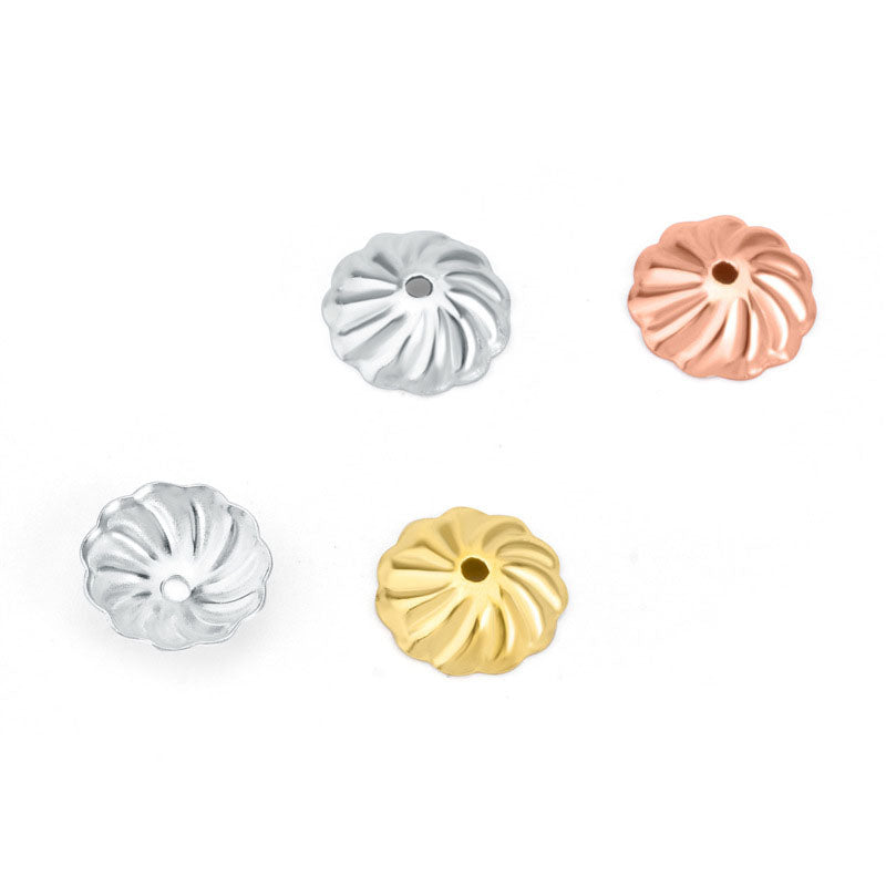Lovcia 7.3mm Gold Tone 925 Sterling Bead Caps DIY Jewellery-Jewelry Making Kits-Rose Gold-Rose Gold