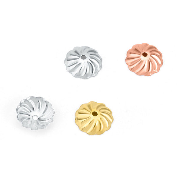 Lovcia 7.3mm Gold Tone 925 Sterling Bead Caps DIY Jewellery-Jewelry Making Kits-Rose Gold-Rose Gold