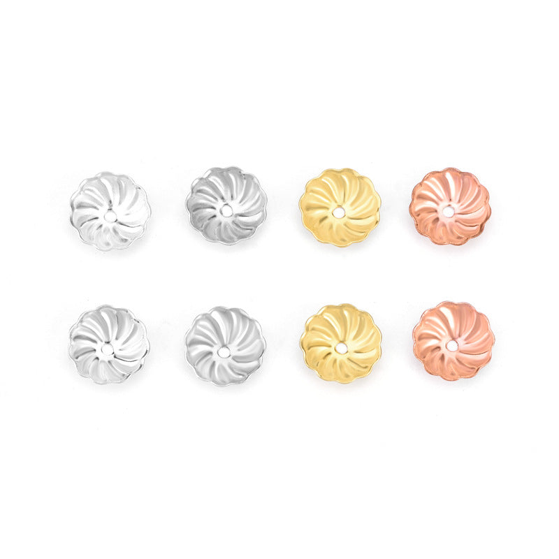 Lovcia 7.3mm Gold Tone 925 Sterling Bead Caps DIY Jewellery-Jewelry Making Kits-Rose Gold-Rose Gold
