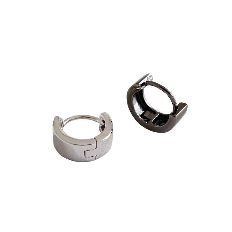 Lovcia 7.5mm Geometry Hoop Earrings 925 Silver Black-Earrings-Black Gold-