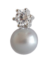 Lovcia 7.5mm Natural Pearl Stud Earring Sterling Silver 925-Silver Grey-Silver Grey