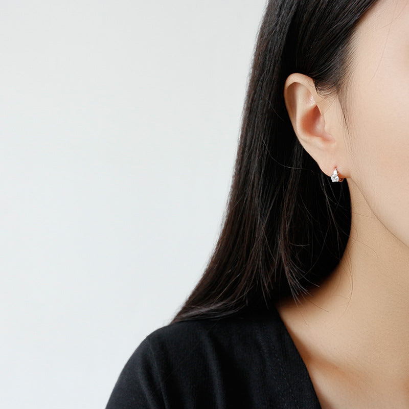 Lovcia 7mm Casual Geometry Round CZ Hoop Earrings 925 Silver-Earrings-Black CZ-