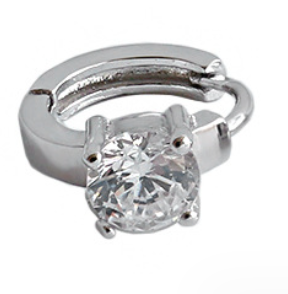 Lovcia 7mm Casual Geometry Round CZ Hoop Earrings 925 Silver-Earrings-White CZ-