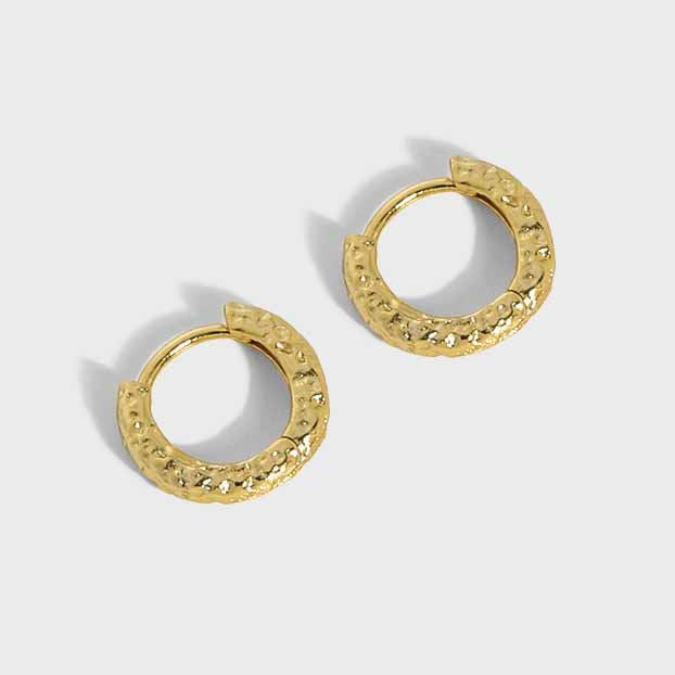Lovcia 8mm Gold Plated S925 Huggie Hoop Earrings Gold Tone-Earrings-Yellow Gold-Yellow Gold