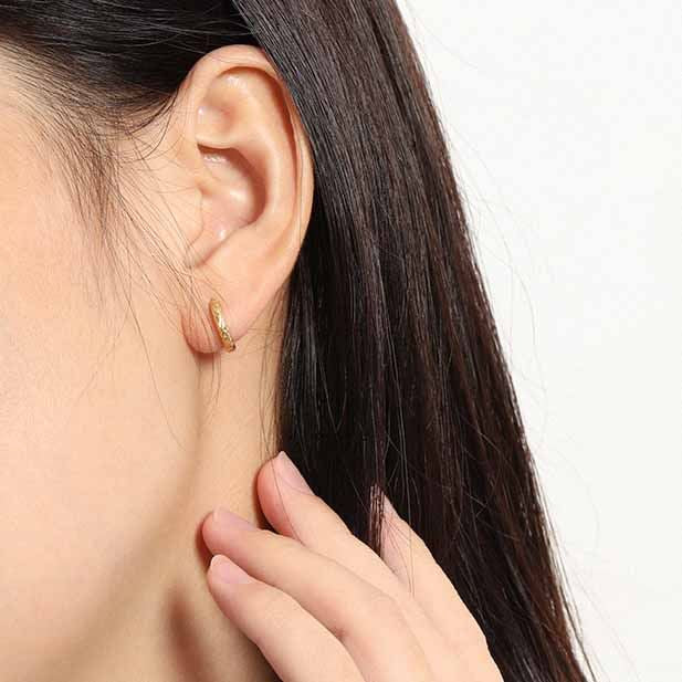 Lovcia 8mm Gold Plated S925 Huggie Hoop Earrings Gold Tone-Earrings-Yellow Gold-Yellow Gold