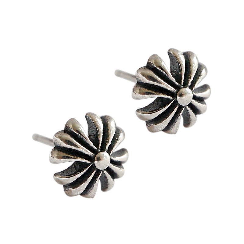 Lovcia 8mm Vintage Flower Sterling Silver Stud Earrings-Earrings-Vintage-Vintage