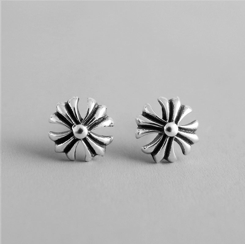 Lovcia 8mm Vintage Flower Sterling Silver Stud Earrings-Earrings-Vintage-Vintage