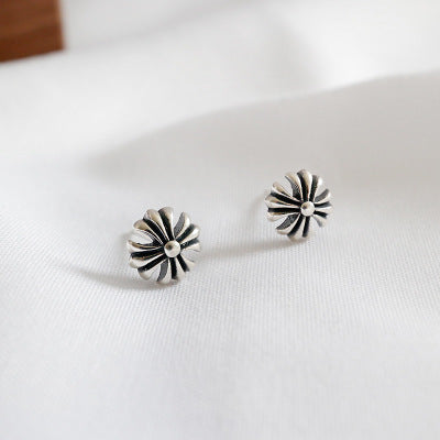 Lovcia 8mm Vintage Flower Sterling Silver Stud Earrings-Earrings-Vintage-Vintage