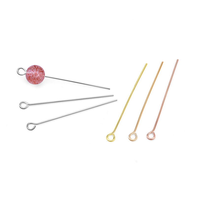 Lovcia 9 Shape Beads 925 Sterling Silver Head Pins Gold Tone-Jewelry Making Kits-Champagne Gold-#3 & 0.6*2*40mm-Champagne Gold