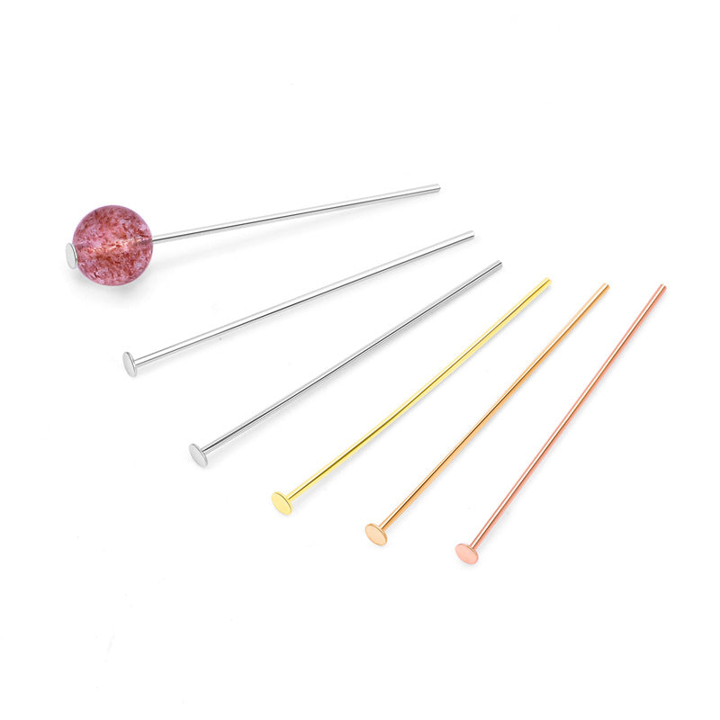 Lovcia 9 Shape Beads 925 Sterling Silver Head Pins Gold Tone-Jewelry Making Kits-Champagne Gold-#3 & 0.6*2*40mm-Champagne Gold