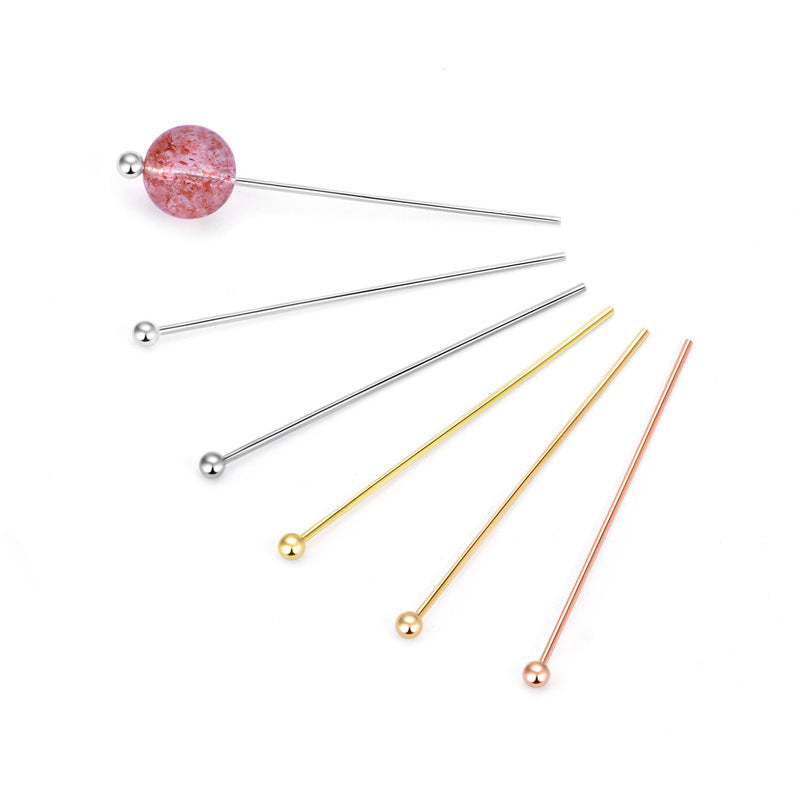 Lovcia 9 Shape Beads 925 Sterling Silver Head Pins Gold Tone-Jewelry Making Kits-Champagne Gold-#3 & 0.6*2*40mm-Champagne Gold