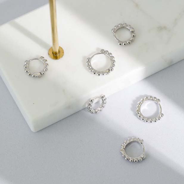 Lovcia 925 Gold Tone Bead Circle Huggie Hoop Earrings 9mm-Earrings-Yellow Gold-10Mm-Yellow Gold