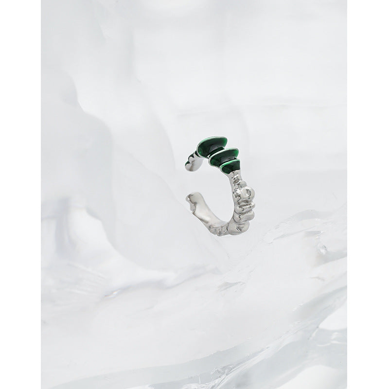 Lovcia 925 Green Epoxy Serpentine Non Pierced Earring-Earrings-Silver (Single)-