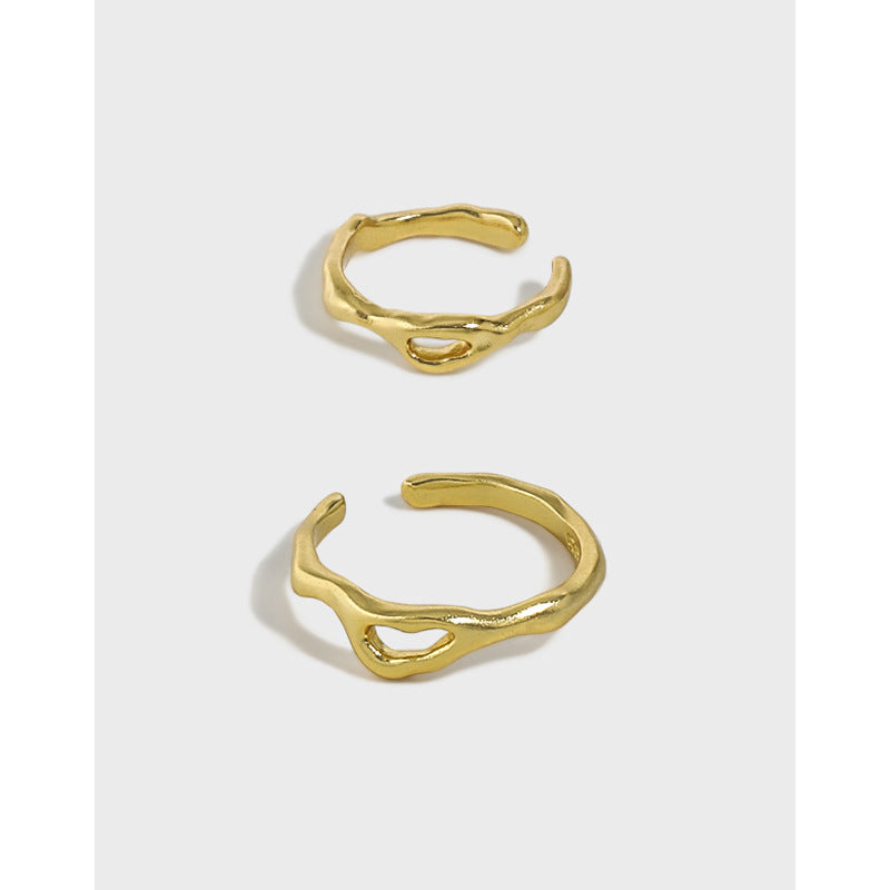 Lovcia 925 Hollow Irregular Non Pierced Earring 11mm Gold-Earrings-#445 & Yellow Gold-