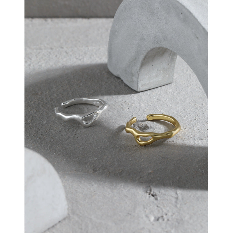 Lovcia 925 Hollow Irregular Non Pierced Earring 11mm Gold-Earrings-#445 & Yellow Gold-