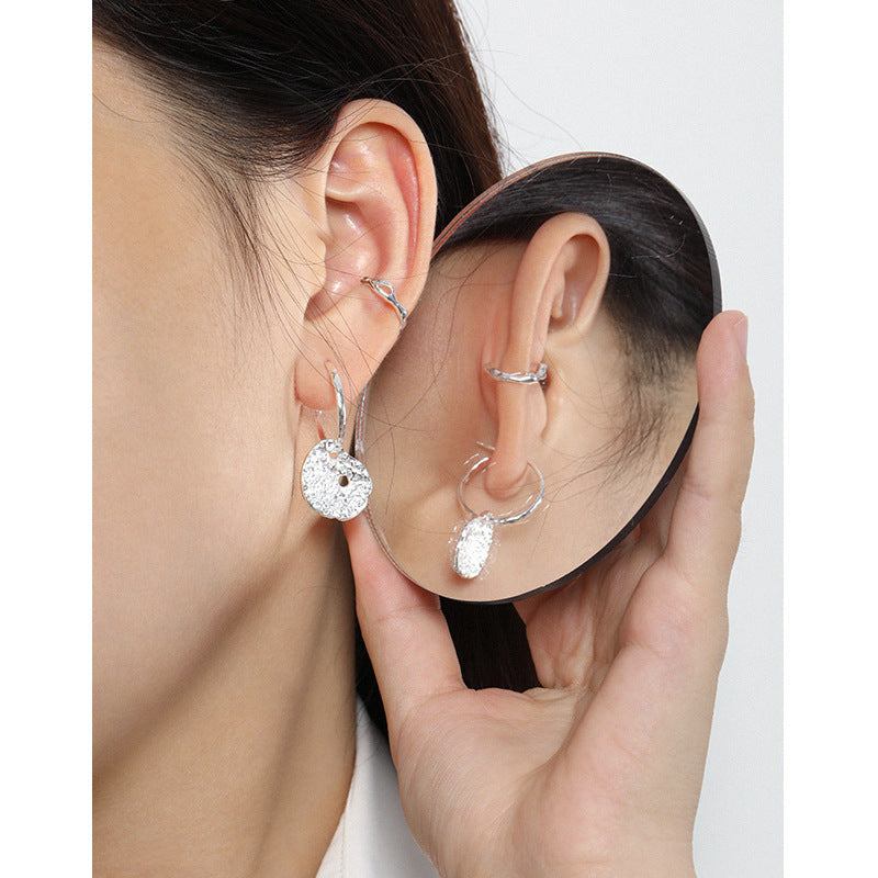 Lovcia 925 Hollow Irregular Non Pierced Earring 11mm Gold-Earrings-#445 & Yellow Gold-