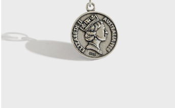 Lovcia 925 Silver 18mm Elizabeth Portrait Coin Necklace-Necklaces-Pendant-Pendant