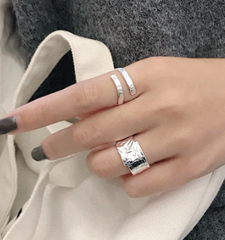 Lovcia 925 Silver Adjustable Cross Ring Gold Plated-Rings-Rhodium-Rhodium