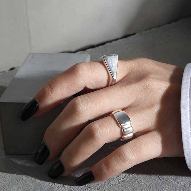 Lovcia 925 Silver Adjustable Irregular Triangle Ring-Rings-