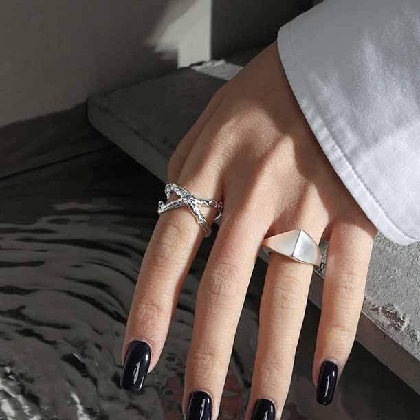 Lovcia 925 Silver Adjustable Irregular Triangle Ring-Rings-