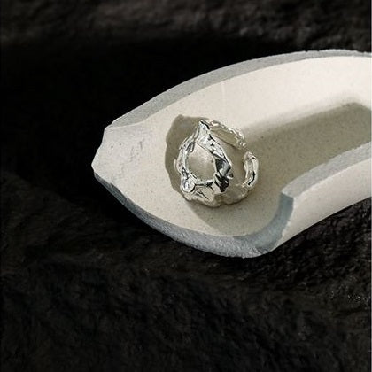 Lovcia 925 Silver Adjustable Ring Irregular Lava 16.9mm-Rings-