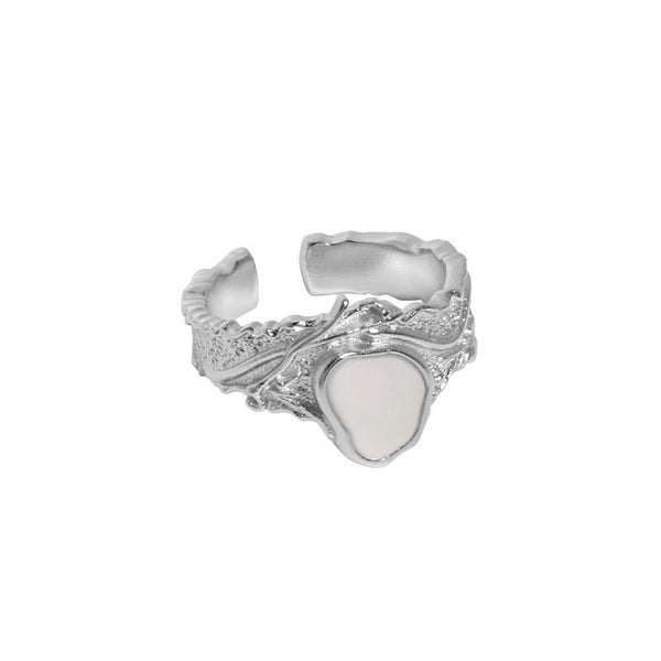Lovcia 925 Silver Adjustable Ring Mother Of Shell Gold-Rings-Yellow Gold-Yellow Gold
