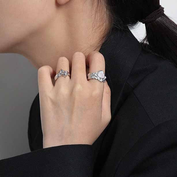 Lovcia 925 Silver Adjustable Ring Mother Of Shell Gold-Rings-Yellow Gold-Yellow Gold
