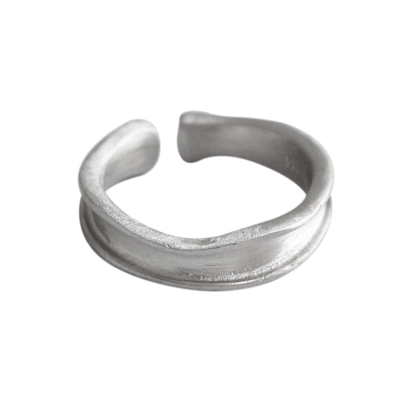 Lovcia 925 Silver Adjustable Ring with Irregular Concave Style-Rings-