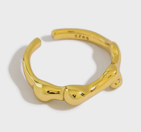 Lovcia 925 Silver Adjustable Ring Yellow Gold Plated-Rings-Yellow Gold-Yellow Gold