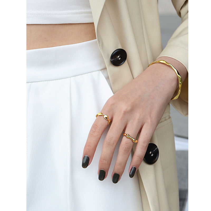Lovcia 925 Silver Adjustable Ring Yellow Gold Plated-Rings-Yellow Gold-Yellow Gold
