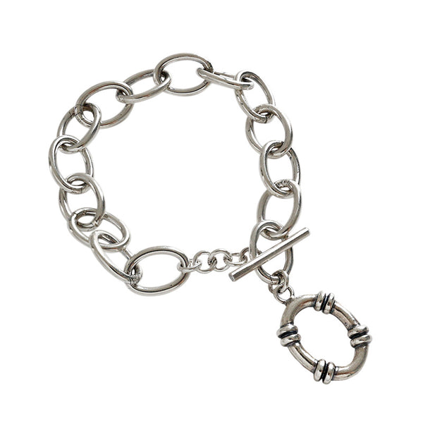 Lovcia 925 Silver Bracelet Rolo Chain 190mm Pendant 18mm-Bracelets-Vintage-Vintage