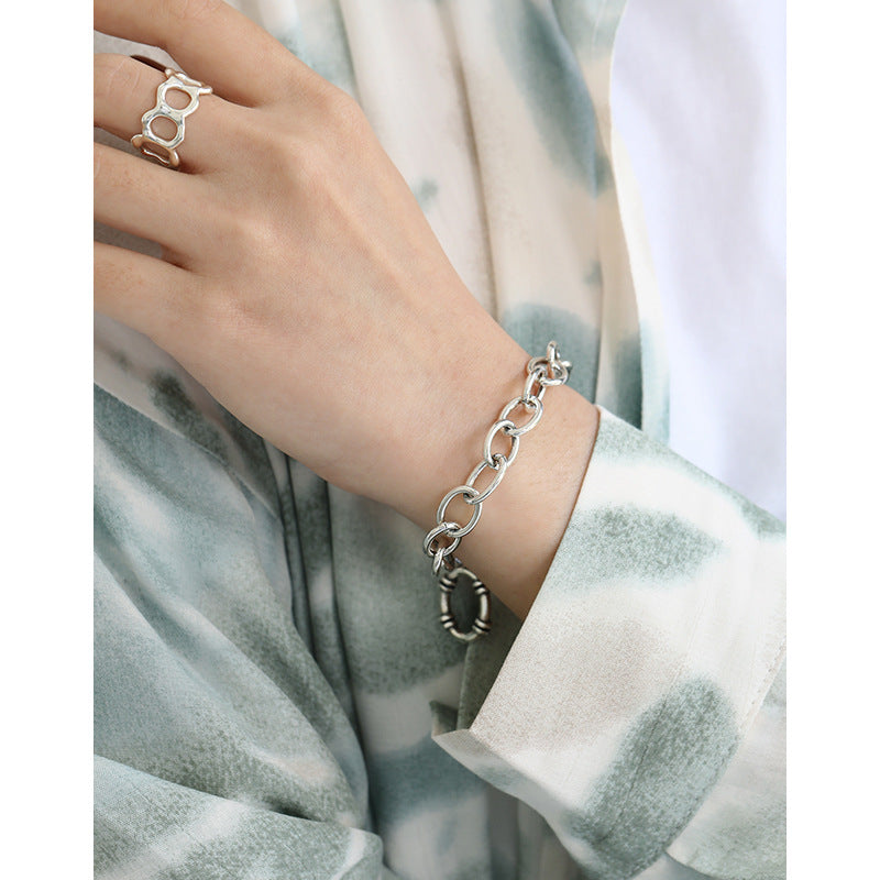 Lovcia 925 Silver Bracelet Rolo Chain 190mm Pendant 18mm-Bracelets-Vintage-Vintage