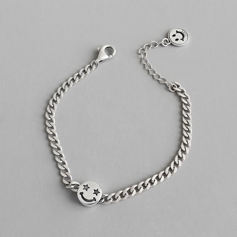 Lovcia 925 Silver Bracelet Smile Face Charm 155mm Length-Bracelets-Vintage-Vintage