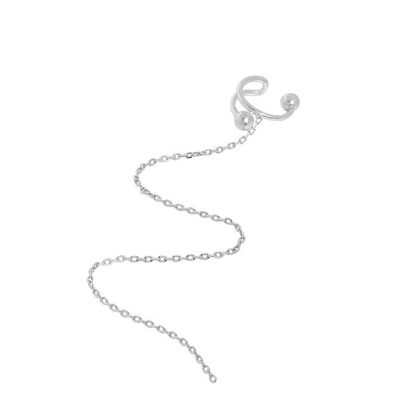Lovcia 925 Silver C Shape Chain Tassel Earring Gold Plated-Earrings-Yellow Gold-Yellow Gold