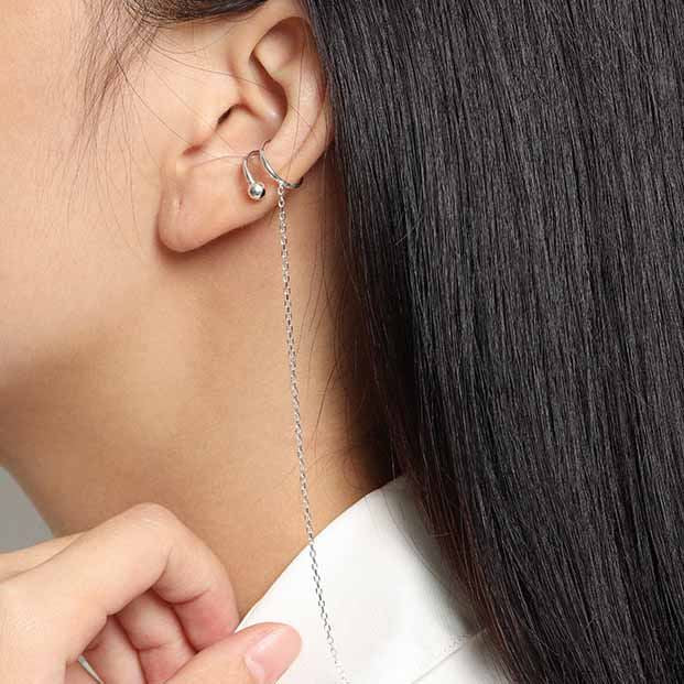 Lovcia 925 Silver C Shape Chain Tassel Earring Gold Plated-Earrings-Yellow Gold-