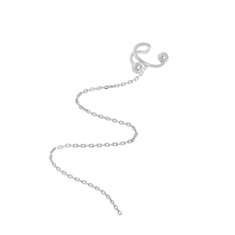 Lovcia 925 Silver C Shape Chain Tassel Earring Gold Plated-Earrings-Yellow Gold-