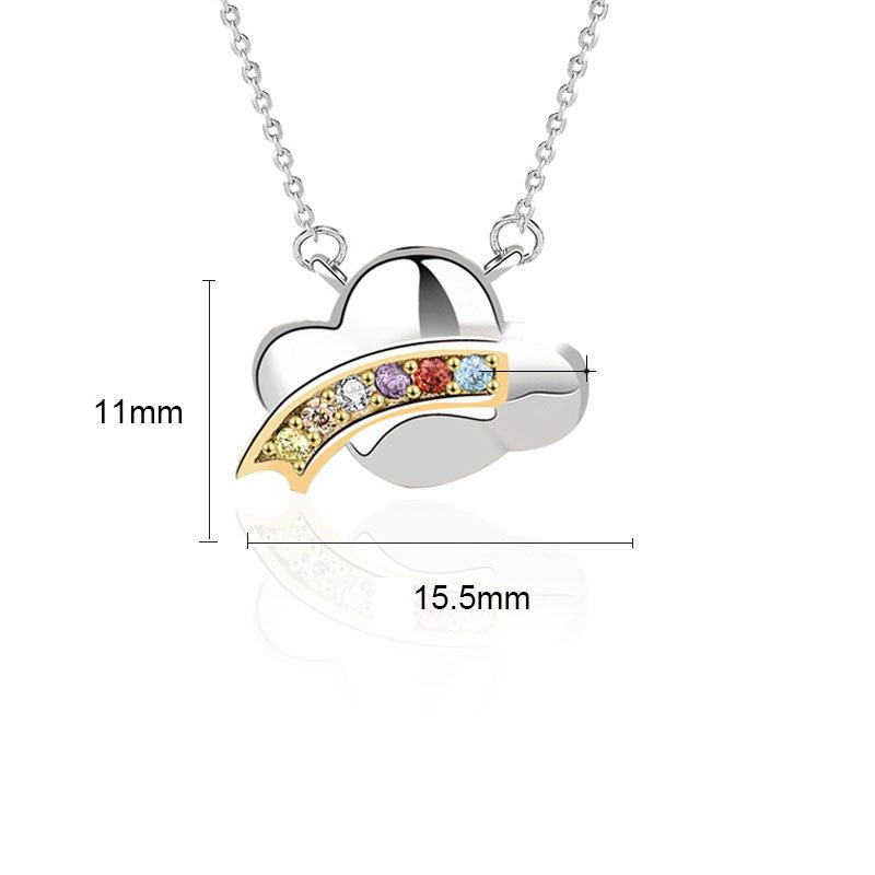 Lovcia 925 Silver Cloud Necklace 11x15mm Pendant Rainbow CZ-Necklaces-
