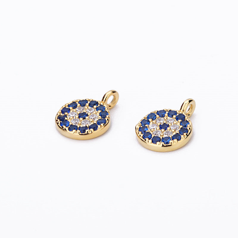 Lovcia 925 Silver CZ Round Devil Eye Charm 7mm Gold-Jewelry Making Kits-Yellow Gold-Yellow Gold