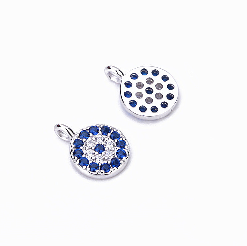 Lovcia 925 Silver CZ Round Devil Eye Charm 7mm Gold-Jewelry Making Kits-Yellow Gold-Yellow Gold