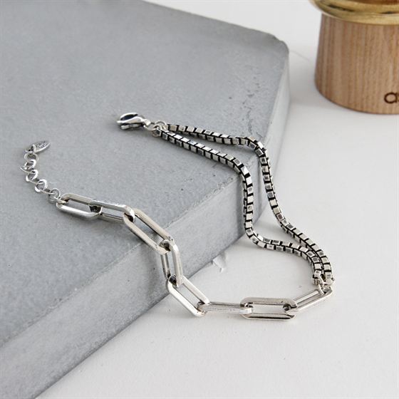 Lovcia 925 Silver Double Layer Hollow Chain Bracelet-Bracelets-