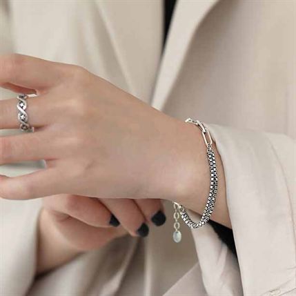 Lovcia 925 Silver Double Layer Hollow Chain Bracelet-Bracelets-