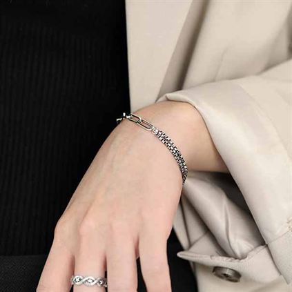 Lovcia 925 Silver Double Layer Hollow Chain Bracelet-Bracelets-