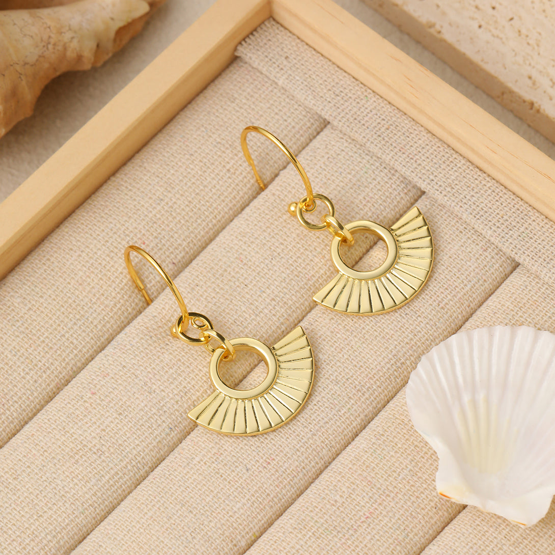 Lovcia 925 Silver Fan Shaped Earring Gold Plated Single-Earrings-