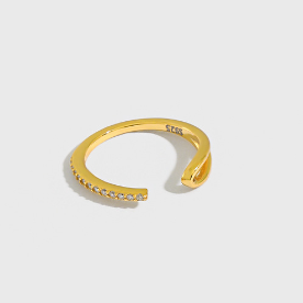 Lovcia 925 Silver Gold Plated CZ Open Cuff Earring Single-Earrings-Yellow Gold (Single)-